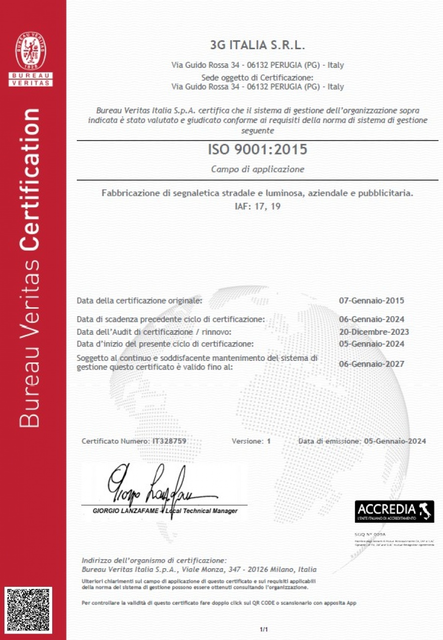 Certificazione UNI EN ISO 9001:2015